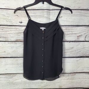 Naked Zebra Medium Black Ruffle Gold Button Flowy Tank Top
